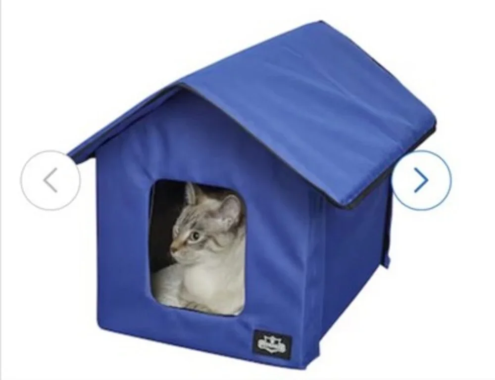 Outdoor Heated Cat House Winter Insulated Pet Shelter Blue